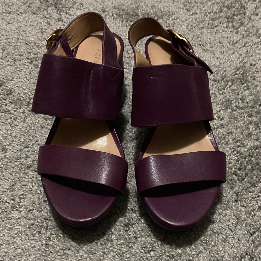 AEROSOLES Deep Purple Two-Band Slingback Sandals